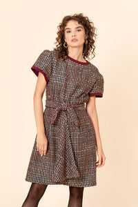 Dark green tweed dress with a belt MiaGiacca Dark green tweed dress with a belt MiaGiacca
