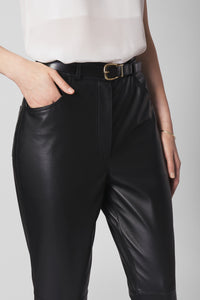 High-waisted pants in lambskin