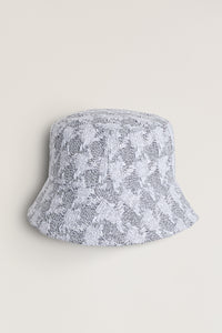 Houndstooth grey tweed bucket hat